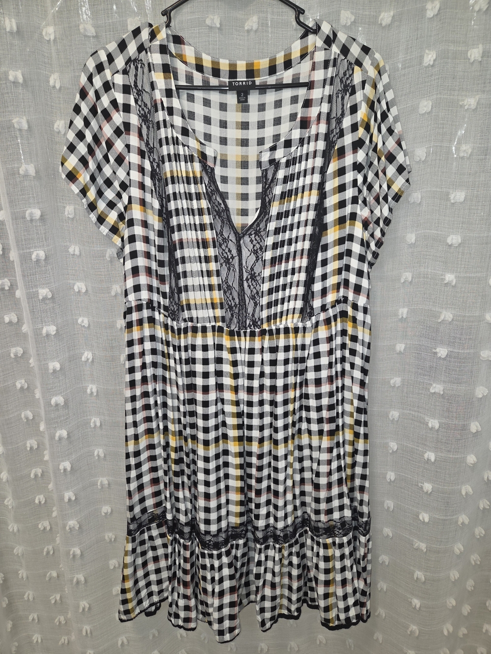 torrid Black, White & Yellow Gingham Babydoll Dress